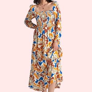 Anthropologie Smocked Midi Dress Size XL